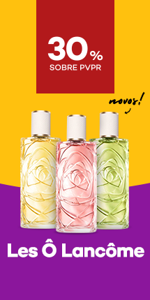 Novos perfumes Les Ô Lancôme com frascos coloridos e com 30% desconto sobre preço de Venda ao Público Recomendado